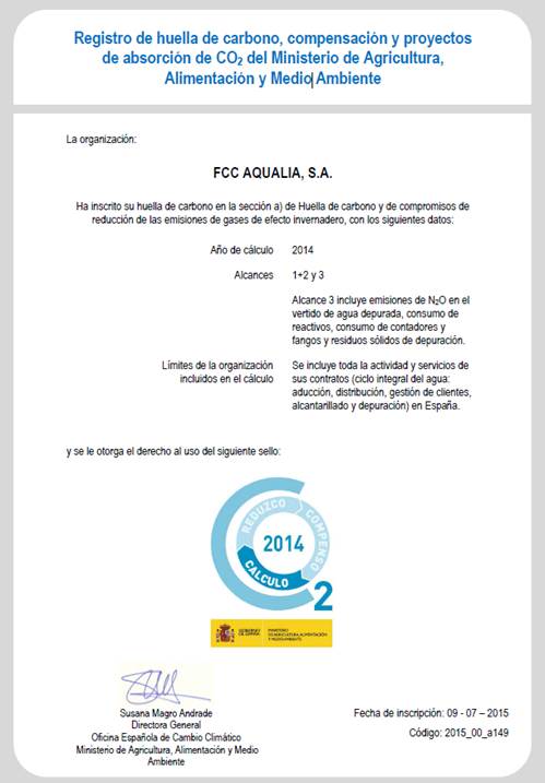 Aqualia, primer operador en integrar el cálculo de la huella de carbono en todas sus actividades